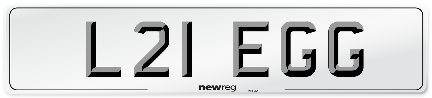 L21 EGG Number Plate from New Reg